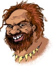 Cheerful Neanderthal. Vector illustration.